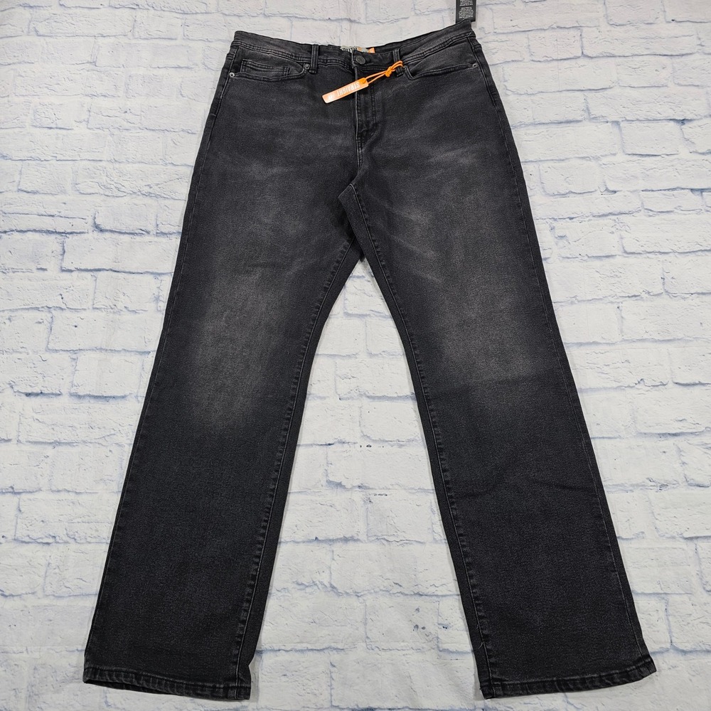 Truth + Triumph Straight Fit Jeans MENS 36x34 Black Faded Stretch Denim